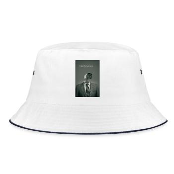 Silent Surveillance Minimal Poster Art - Bucket Hat - Weiß/Navy - Vorne