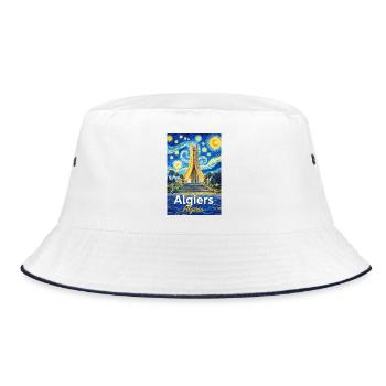 Algiers Monument Starry Night Stil - Bucket Hat - Weiß/Navy - Vorne
