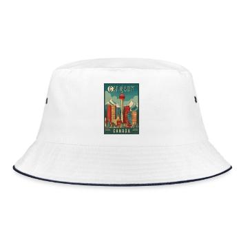 Experience Scenic Urban Scene of Calgary in Canada - Bucket Hat - white/navy - Front