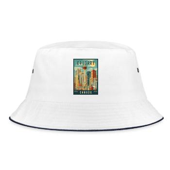 Explore Scenic Urban Scene of Calgary in Canada - Bucket Hat - white/navy - Front