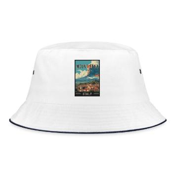 Erleben Sie Vulkanabenteuer und den Ätna-Berg in Italien - Bucket Hat - Weiß/Navy - Vorne