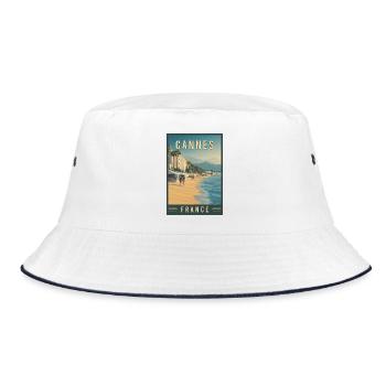 Explore French Riviera and Cannes in France - Bucket Hat - white/navy - Front