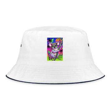 Koala - Bucket Hat - Weiß/Navy - Vorne