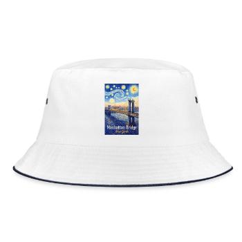 Manhattan Bridge in Star Swirl Style - Bucket Hat - white/navy - Front