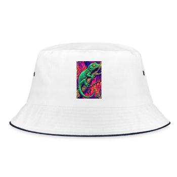 Gecko - Bucket Hat - white/navy - Front