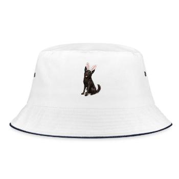 Chien noir aux oreilles de lapin - Bob - blanc/marine - Devant