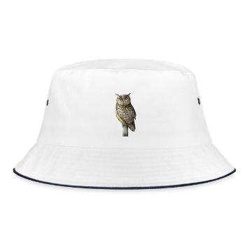 Eagle Owl with Orange Eyes - Bucket Hat - white/navy - Front