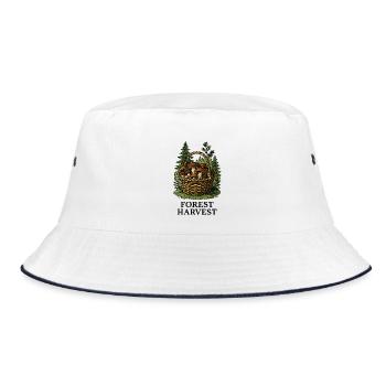 Forest mushroom basket harvest in the forest - Bucket Hat - white/navy - Front