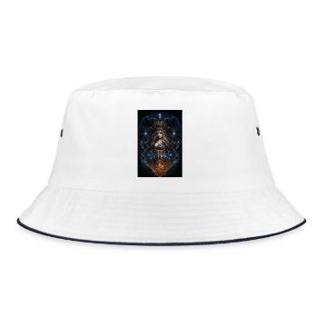 Viking Freya Hugin & Munin Wolf Runes - Bucket Hat - white/navy - Front