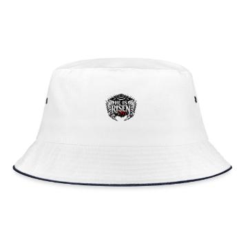 He is Risen Streetwear Auferstehung Jesus - Bucket Hat - Weiß/Navy - Vorne