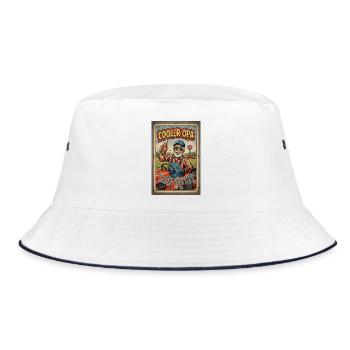 Cooler Opa auf dem Traktor - Bucket Hat - Weiß/Navy - Vorne