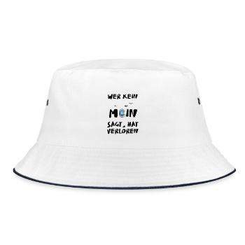 kein moin  - Bucket Hat - Weiß/Navy - Vorne