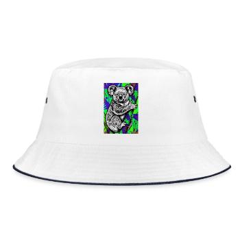 Koala - Bucket Hat - Weiß/Navy - Vorne