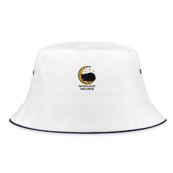 Mondlichtträumer Katze - Bucket Hat - Weiß/Navy - Vorne