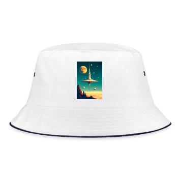 Cities Begin to Float Above the Clouds future - Bucket Hat - white/navy - Front
