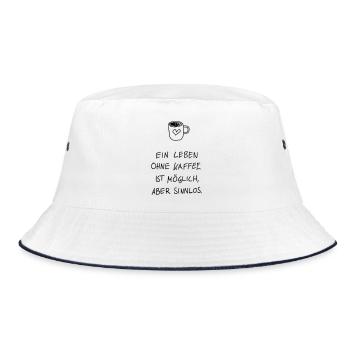 Kaffee Liebe - Bucket Hat - Weiß/Navy - Vorne