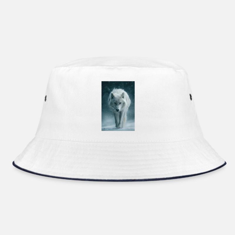 Arktischer Wolf im Schneefall Bucket Hat