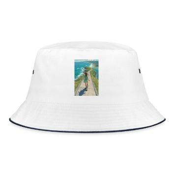 Coastal Crest Longboarder - Bucket Hat - white/navy - Front