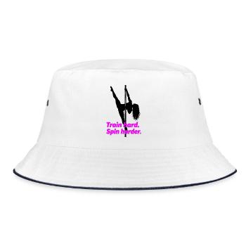 Pole Dance Silhouette – Train Hard Spin Harder - Bucket Hat - white/navy - Front
