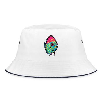 Poisson Discus Pop Art Rose et Jaune Vibrant - Bob - blanc/marine - Devant