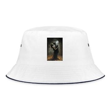 Liebesumarmung in der Ruine - Bucket Hat - Weiß/Navy - Vorne