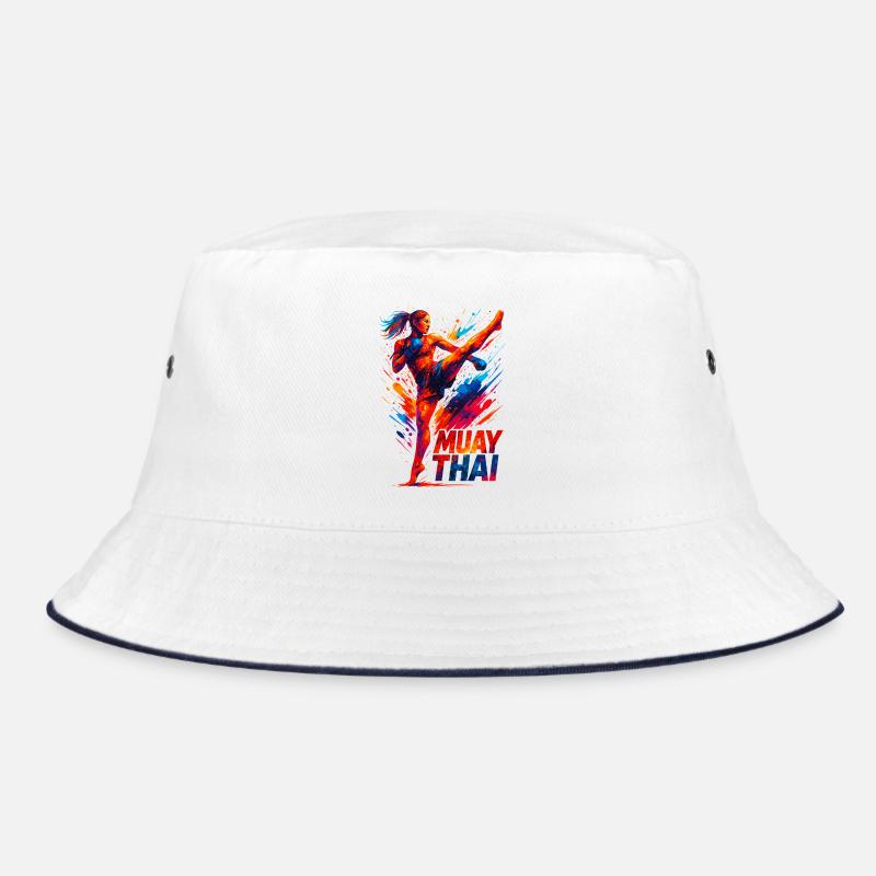 Muay Thai Kick: Abstract Boxer Graphic Gift Bucket Hat