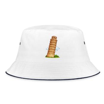Pisa Tower Cartoon - Bucket Hat - white/navy - Front