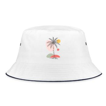 Palm Tree Boho Tropical Summer Vintage Design - Bucket Hat - white/navy - Front