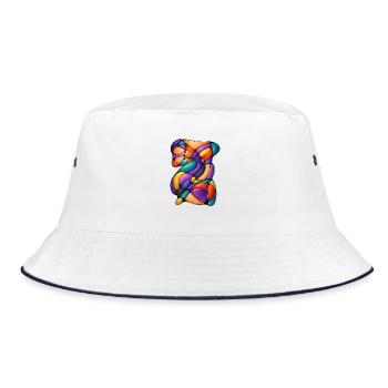 Neurokolorierter Rhythmus - Bucket Hat - Weiß/Navy - Vorne