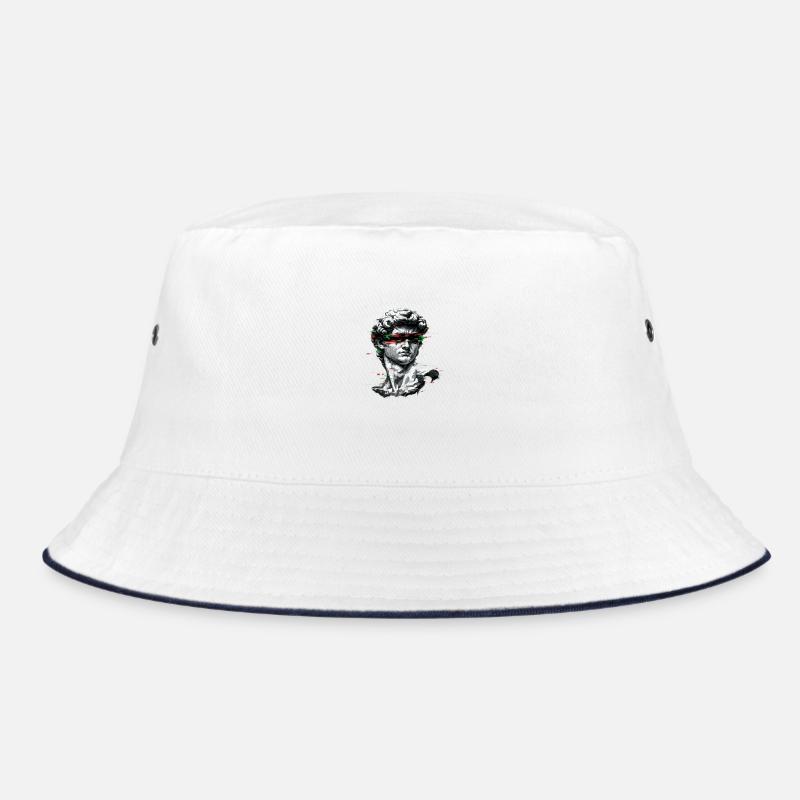 Bust Glitch Barock - Bucket Hat - Weiß/Navy