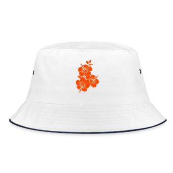 Silhouette triple fleur d’hibiscus orange - Bob - blanc/marine - Devant