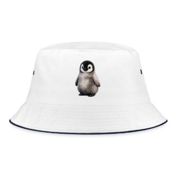 Soft Penguin Chick Illustration - Bucket Hat - white/navy - Front