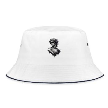 Purple Glitch Classic Statue - Bucket Hat - white/navy - Front