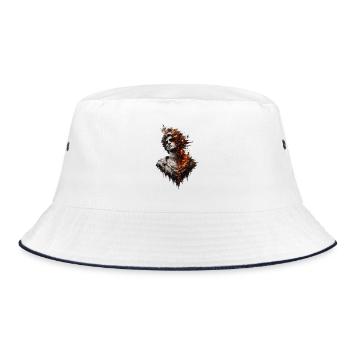 Brennende Statue: Feuer und Marmor - Bucket Hat - Weiß/Navy - Vorne