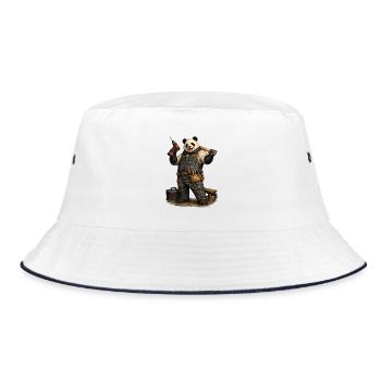 Artisan Dad Panda Cordless Screwdriver Funny - Bucket Hat - white/navy - Front
