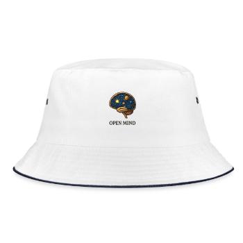 Kosmos im Gehirn – Offener Geist - Bucket Hat - Weiß/Navy - Vorne