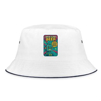 Flowing Beep | Robot Sci-Fi Nerd - Bucket Hat - white/navy - Front