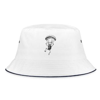 Skeleton with Parachute Adventure Motif - Bucket Hat - white/navy - Front