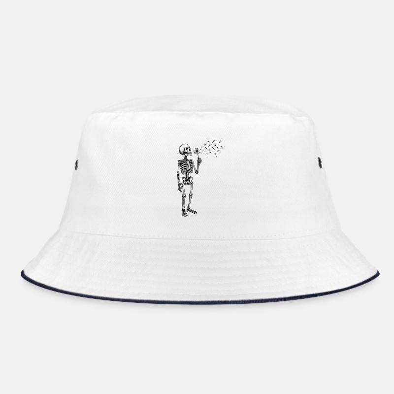 Skeleton blows dandelion motif Bucket Hat