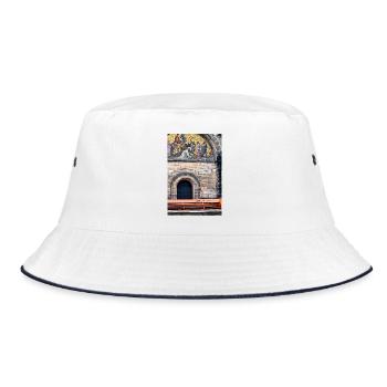 Bremer Anti Gewalt Bank unter Jesus Kreuzigung - Bucket Hat - Weiß/Navy - Vorne