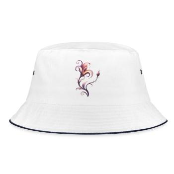 Fantasy Blume Elegantes Ornament - Bucket Hat - Weiß/Navy - Vorne