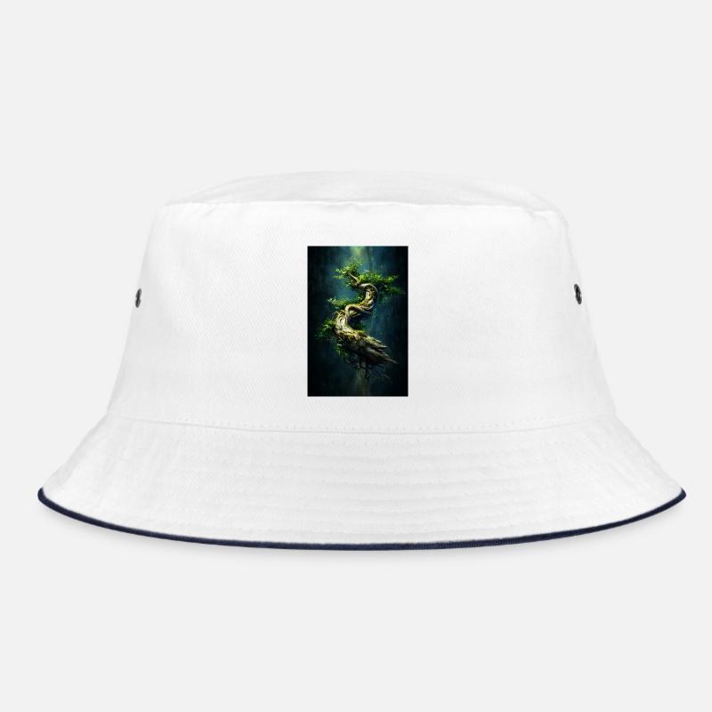 Spiralgrüner grüner Baum im dunklen Abgrund Bucket Hat