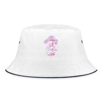 Lila Retro Scharfhähnchen - Bucket Hat - Weiß/Navy - Vorne
