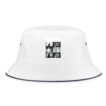 Llama Nightmares Horror Comic - Bucket Hat - Weiß/Navy - Vorne