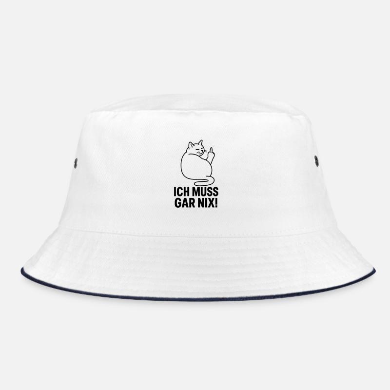 Ich muss Gar Nix Katze Mittelfinger Bucket Hat