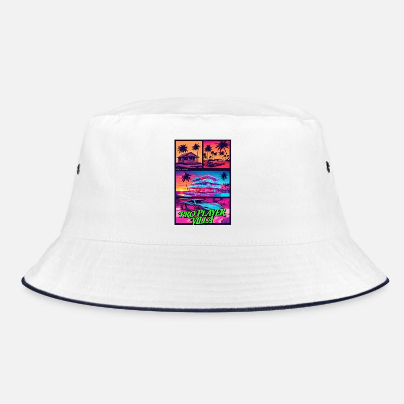 PROFISPIELER VILLA - Neon Synthwave Gaming Art Bucket Hat