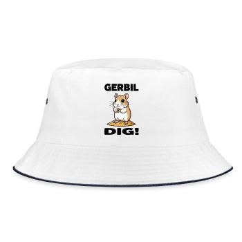 Gerbil Dig Gerbil Rodent Grain Sand - Bucket Hat - white/navy - Front