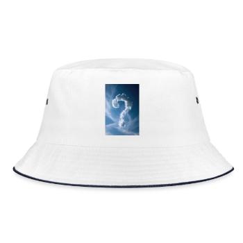 Cloud Question Mark Sky - Bucket Hat - white/navy - Front