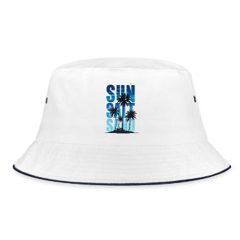 Sun Salt Sand – Summer Tropical Design - Bucket Hat - white/navy - Front