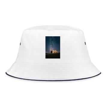 Milky Way Over Ruins Nightscape - Bucket Hat - white/navy - Front